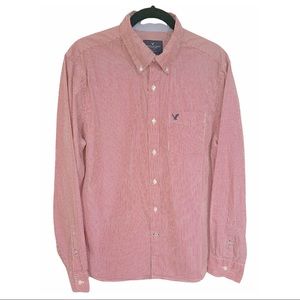 American Eagle Shirt button down red & white classic button down shirt Size L